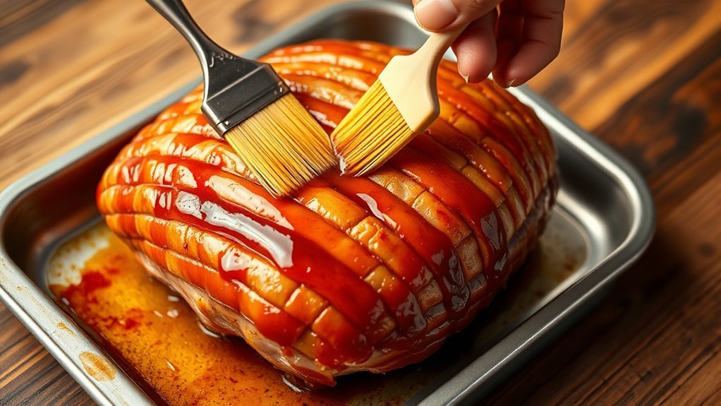 apply glaze evenly arrange ham