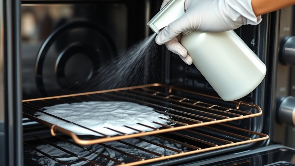 apply oven cleaning solution
