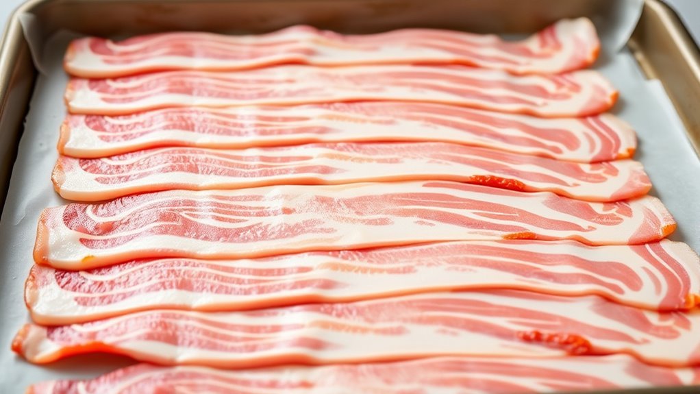 arrange bacon evenly before baking