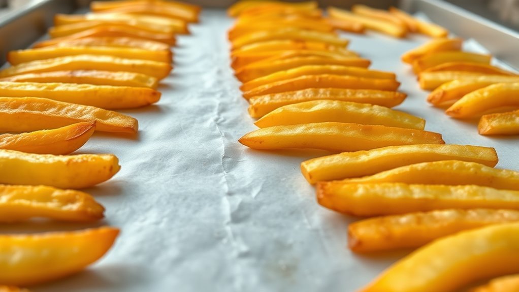 arrange fries evenly spaced