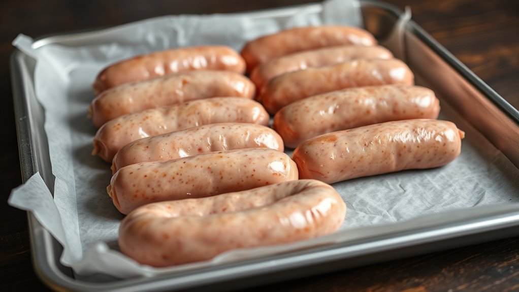 arrange sausages evenly spaced