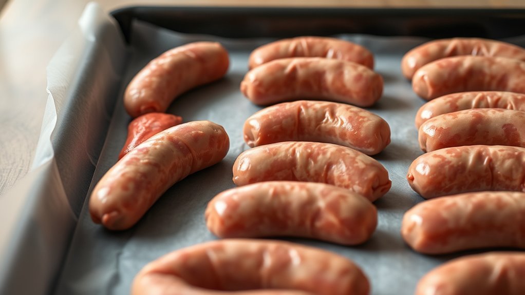 arrange sausages evenly spaced