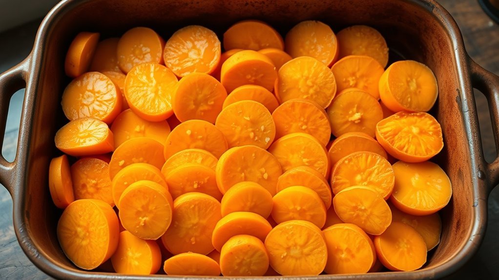arrange yams evenly spread