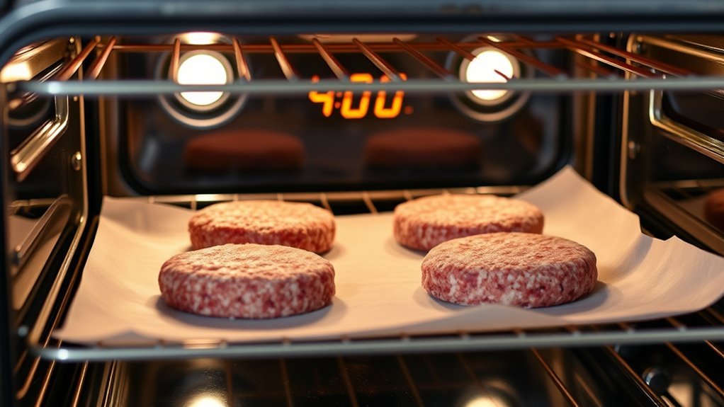 bake frozen burgers evenly