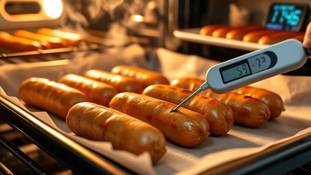 bake sausages to safe temperature