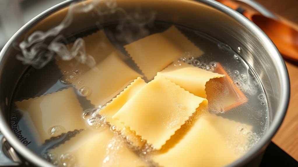 briefly boil lasagna noodles
