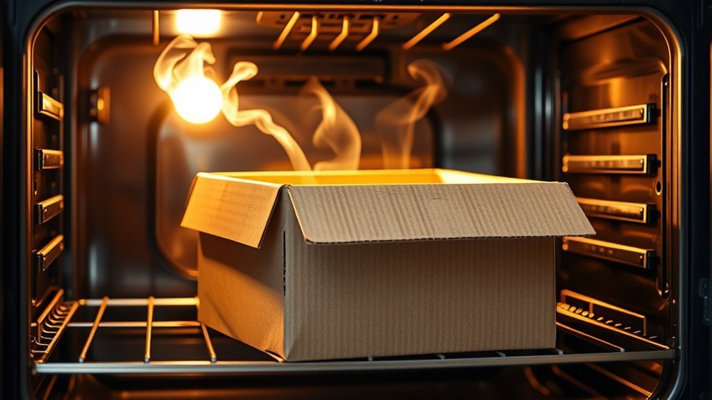 cardboard ignites at high heat