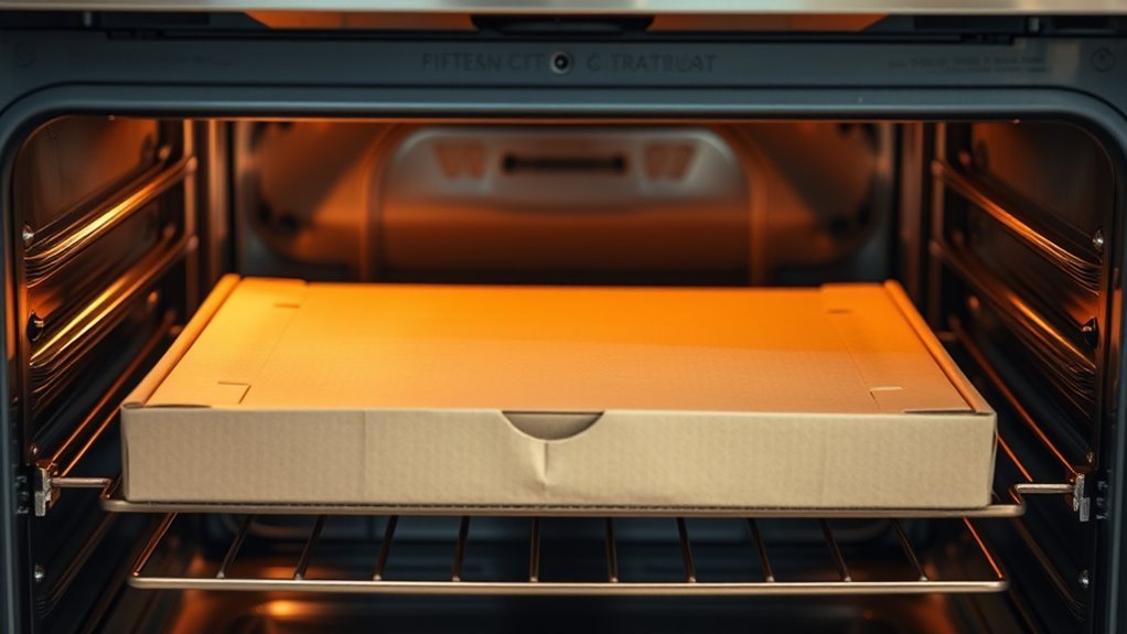check pizza box oven safety