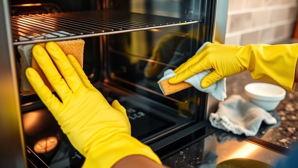 clean glass oven door easily