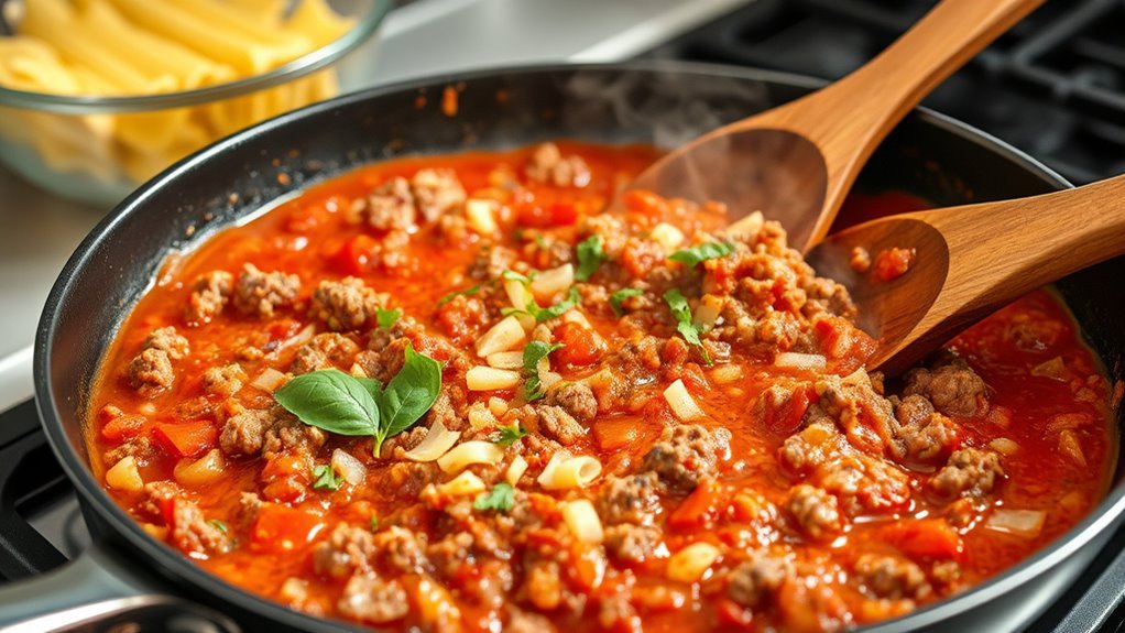 cook meat simmer sauce