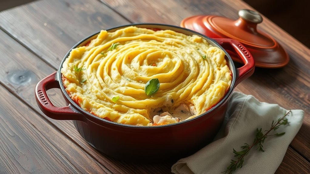 creamy seafood colcannon casserole