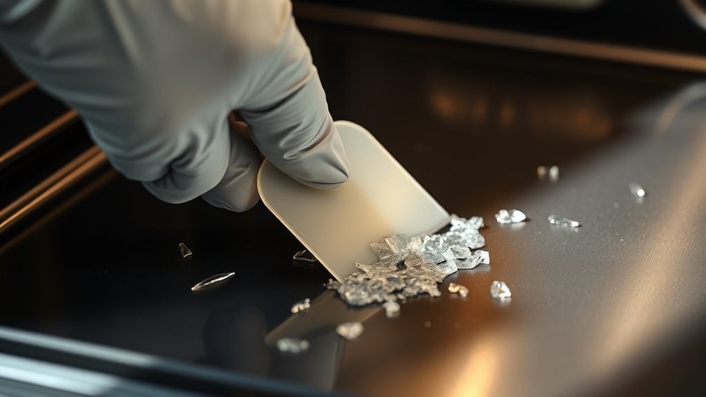 gently scrape hardened plastic