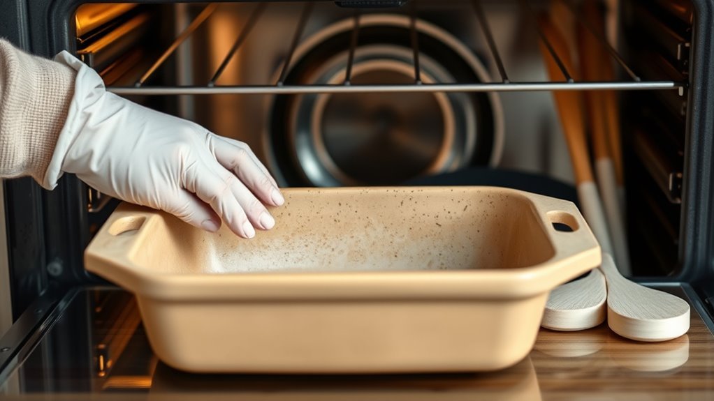 handle hot stoneware carefully