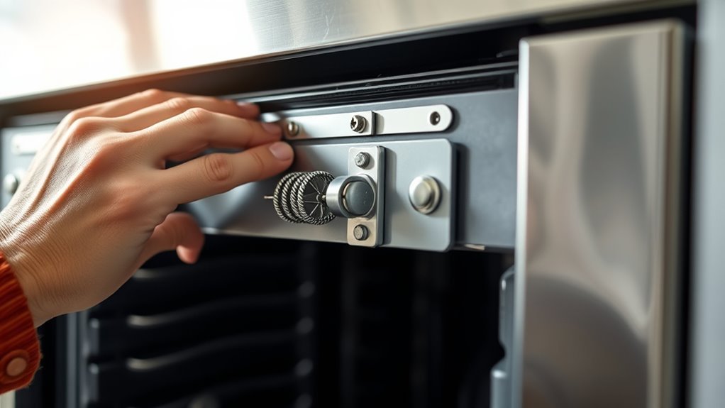 inspect oven door lock