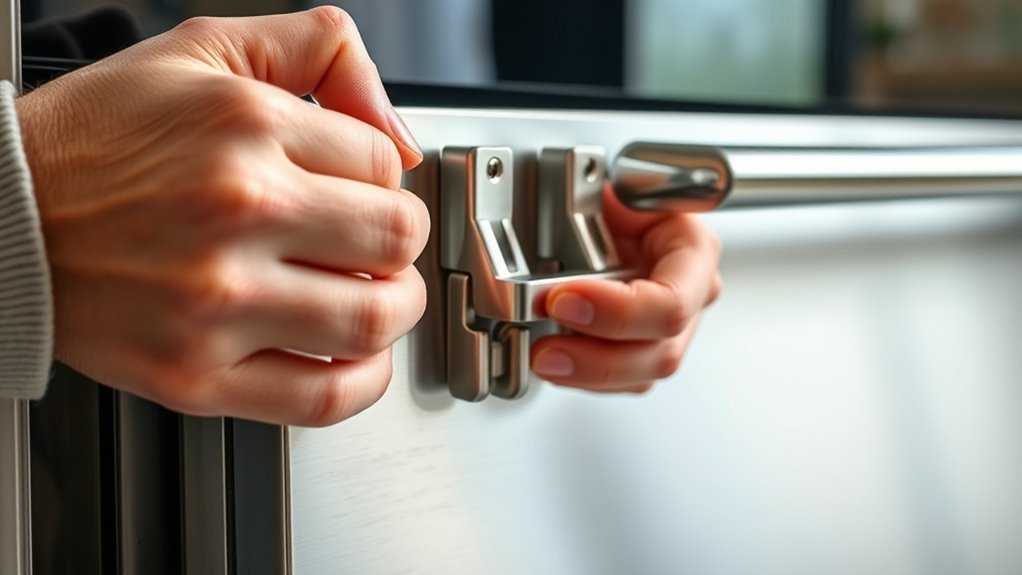 locate and unlock hinge latches