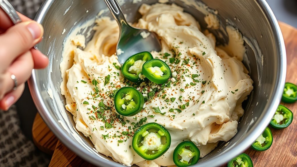 mix cheeses and flavorings