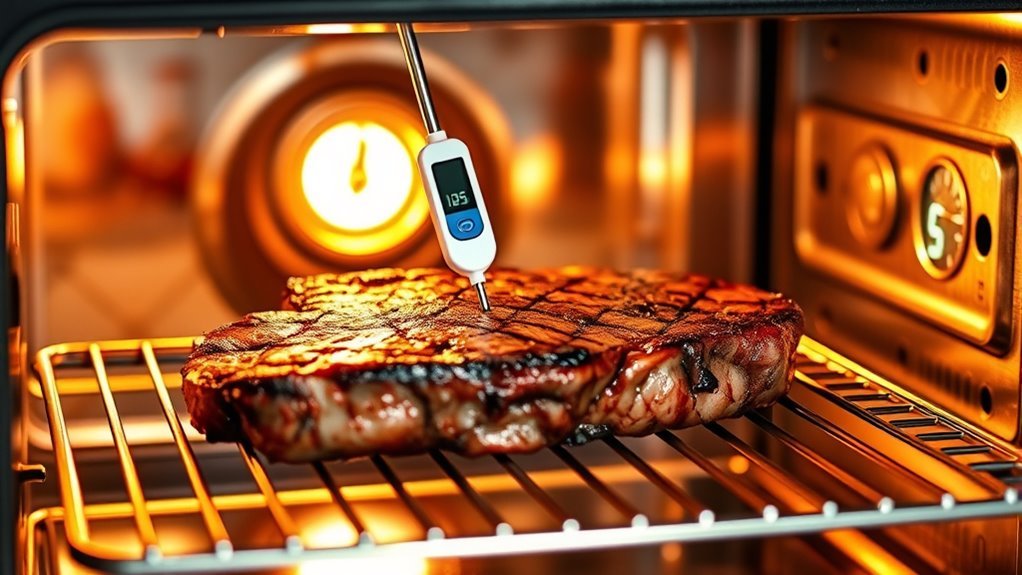oven timing thermometer resting