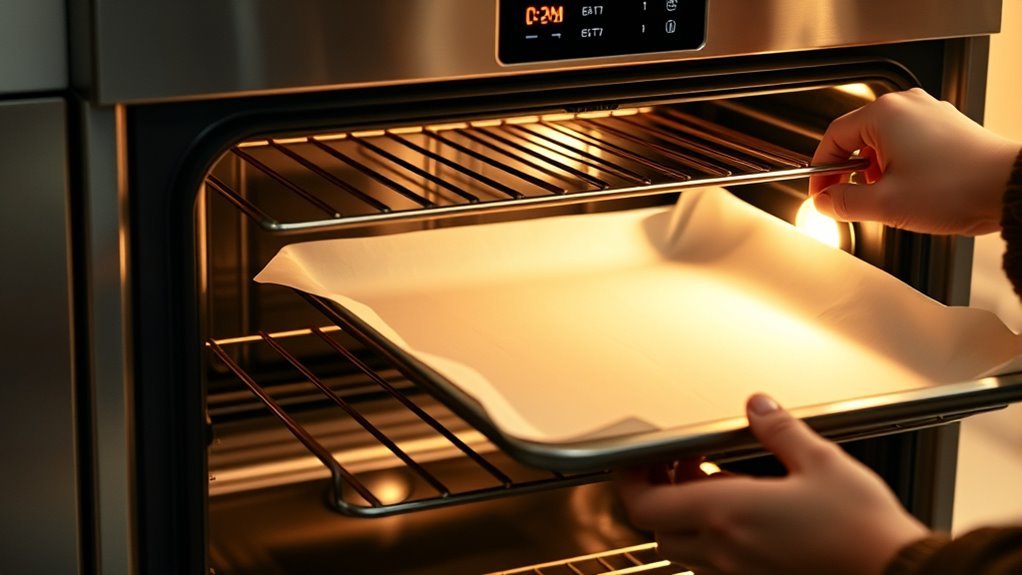 preheat oven line rack