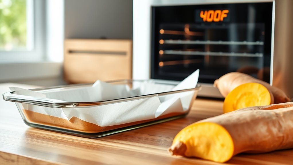 preheat oven prepare yams