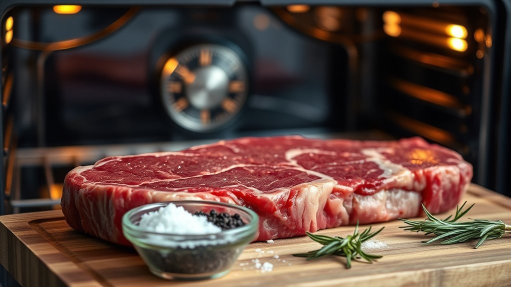 preheat prepare season steak