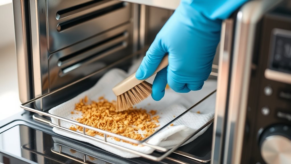 remove crumbs and debris