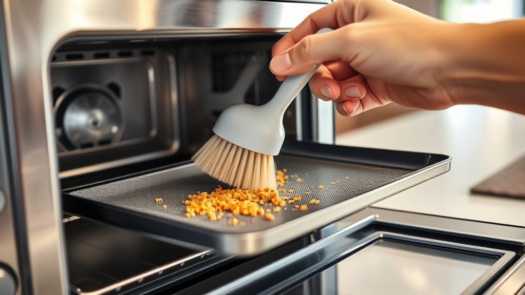 remove crumbs clean interior