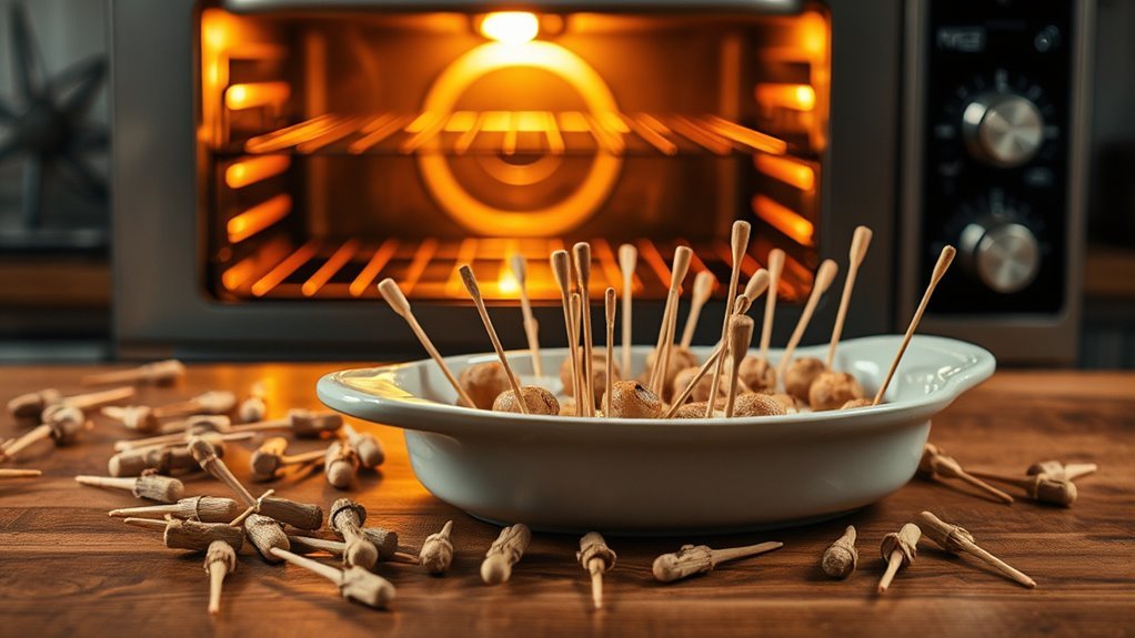 toothpicks in oven